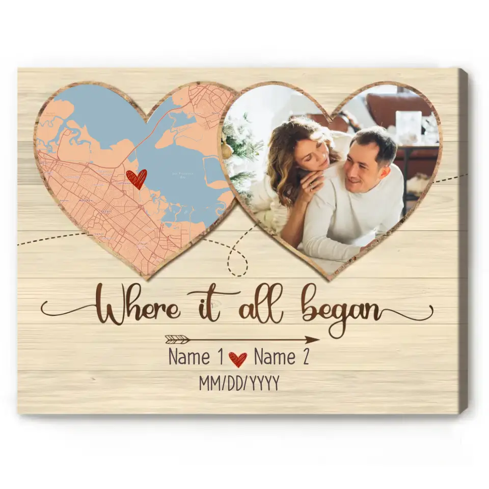 Personalized Map Our First Date Acrylic Plaque, Couple Custom Acrylic Plaque,  Anniversary Gift for Him, Valentine's Day Gift, Couple Gift 