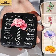 God Says You Are Custom Birth Flower - Personalized Jewelry Box