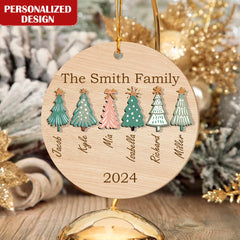 Personalized Christmas Family Tree Wooden Ornament