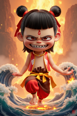 Young Nezha Sticker – Playful & Fearless Chinese Mythology Decal-2