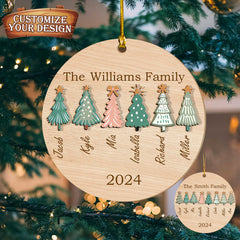 Personalized Christmas Family Tree Wooden Ornament