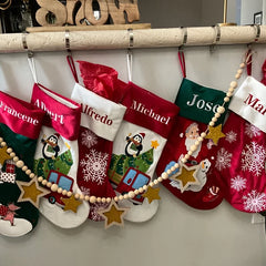 Personalized Christmas Stockings Velvet Stockings Embroidered Stocking for Holiday Applique Stockings Custom Stockings for Family Xmas Gifts