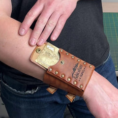Leather Wrist Wallet, Personalized Leather Bracelet with Card Holder - Adventure