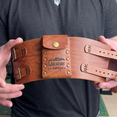 Leather Wrist Wallet, Personalized Leather Bracelet with Card Holder - Adventure
