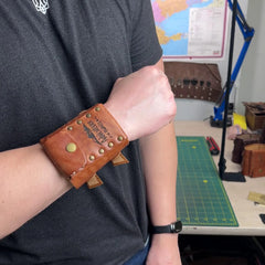 Leather Wrist Wallet, Personalized Leather Bracelet with Card Holder - Adventure