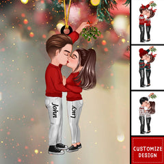 Couple Under Mistletoe Personalized Christmas Ornament