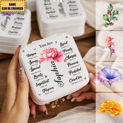 God Says You Are Custom Birth Flower - Personalized Jewelry Box