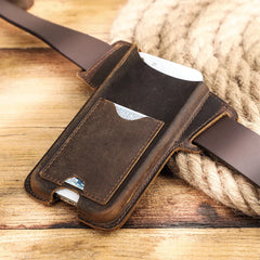 Personalized Crazy Horse Leather Belt Clip Phone Holster for Outdoor and Daily Carry for iPhone Pro Max 6.7 Secure Fit