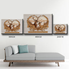 Deer Love Mountains 2 Names Premium Canvas