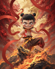 Young Nezha Sticker – Playful & Fearless Chinese Mythology Decal-4