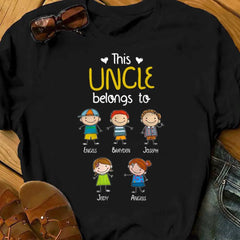 Personalized clothing for grandparents, with the children's patterns and names by their side