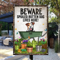 Warning Metal Garden Sign, Gifts For Dog Lovers, Beware Spoiled Rotten Dogs Live Here Funny Warning Signs