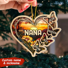 Personalisierte Weihnachten Mama Oma Schmetterling Herz Buntglas Muster Acryl Ornament