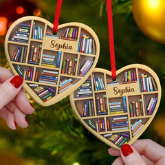 Bücherregale – Herzbuchliebhaber, personalisiertes Ornament, Weihnachtsgeschenke für Buchliebhaber