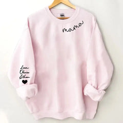 Custom Mama Sweatshirt with Kids Names sleeve