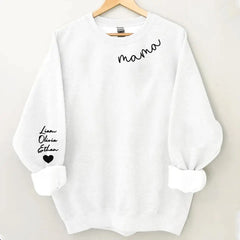 Custom Mama Sweatshirt with Kids Names sleeve