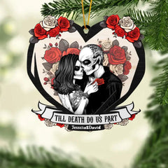 Til Death Do Us Part Paar Totenkopf – personalisiertes, individuell geformtes Holzornament