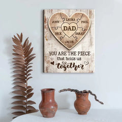 Christmas Gift for Dad,Personalized Dad Puzzle Poster, Dad You Are the Piece that Holds Us Together, Dad Sign With Kids Names