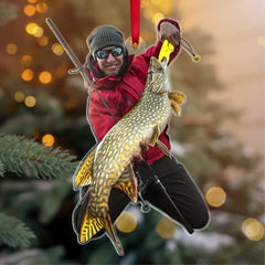 Custom Fishing Ornament, Christmas Tree Decor