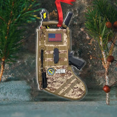 Militärischer taktischer Weihnachtsstrumpf, personalisiertes Acrylornament, Weihnachtsgeschenk für Veteranen &amp; Soldaten