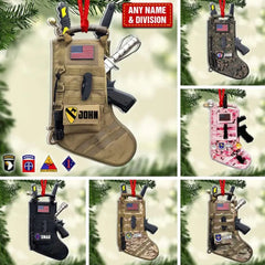 Militärischer taktischer Weihnachtsstrumpf, personalisiertes Acrylornament, Weihnachtsgeschenk für Veteranen &amp; Soldaten