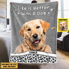 Individuelles Foto „Life Is Better With Dog &amp; Cat“ – personalisierte individuelle Decke – Geschenk für Haustierbesitzer, Haustierliebhaber