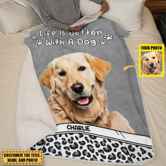 Individuelles Foto „Life Is Better With Dog &amp; Cat“ – personalisierte individuelle Decke – Geschenk für Haustierbesitzer, Haustierliebhaber