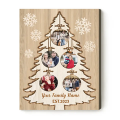 Christmas Tree Picture Collage Canvas, Christmas Photo Gift, Best Family Christmas Gifts