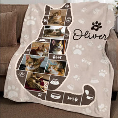 Personalized Cat Photo Collage Blanket, Best Gifts For Cat Owners, Cat Lover Gift - 50% OFF