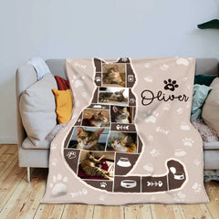 Personalized Cat Photo Collage Blanket, Best Gifts For Cat Owners, Cat Lover Gift - 50% OFF