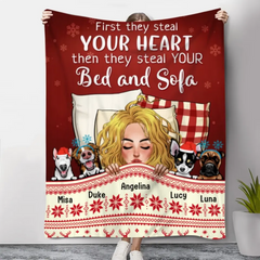 Christmas Gift for Dog Lovers, Personalized Dog Fleece Blanket I Just Want To Cuddle My Dog