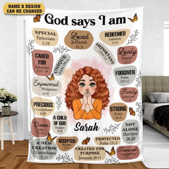 Personalized Blanket - God Says I Am - Meaningful Birthday Gifts