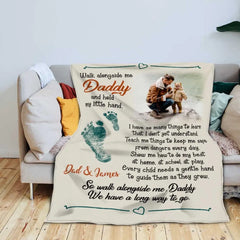 Walk Alongside Me Daddy Fotodecke, Vatertagsgeschenke von Kleinkindern, personalisiertes Geschenk für neuen Papa 