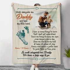 Walk Alongside Me Daddy Fotodecke, Vatertagsgeschenke von Kleinkindern, personalisiertes Geschenk für neuen Papa 