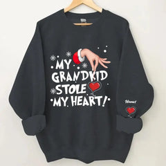 „My Grandkids Stole My Heart Grandma“ personalisiertes Weihnachts-Sweatshirt