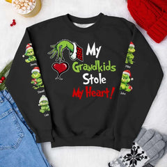 My Kid Stole My Heart, Gift For Family, Personalized Shirt, Green Monster Kids Shirt, Christmas Gift