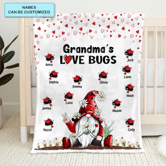 Grandma's Love Bugs Gnome – personalisierte Decke – Geschenk für Oma 