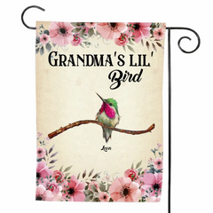 Personalisierte Gartenflagge „Oma's Lil‘ Birds“, bedruckt