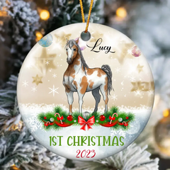 Custom Horse Ornament - Personalized Circle Ornament