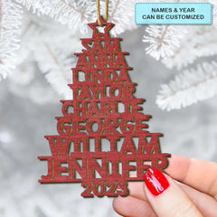 Family Tree 2023 - Personalized Custom Wood Ornament - Christmas Gift For Family Members