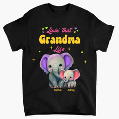 Personalisierte Livin That Grandma Life Elefanten-Farbdruck-Kleidung