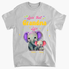 Personalisierte Livin That Grandma Life Elefanten-Farbdruck-Kleidung