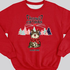 Meowy Catmas, Weihnachtsbaum, personalisiertes Weihnachts-Katzenrassen-Sweatshirt, Sweatshirt für Katzenliebhaber