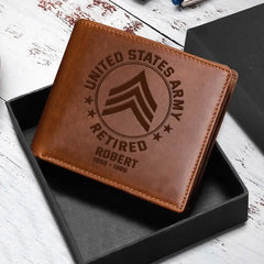 Personalized US Military Veteran Handmade Leather Wallet(RFID BLOCKING)