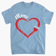 Personalized grandma Nana Mommy aunt child name heart-shaped clothes