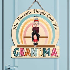 Personalisiertes Holzschild „My Favorite People Call Me Grandma“ mit Kindernamen, bedruckt