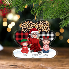 Personalisiertes Weihnachtsgeschenk für Oma und Kinder mit individuellem Namen, Acryl-Ornament, bedruckt