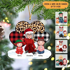 Personalisiertes Weihnachtsgeschenk für Oma und Kinder mit individuellem Namen, Acryl-Ornament, bedruckt