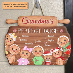 Grandma's Perfect Batch – personalisiertes individuelles Türschild – Weihnachtsgeschenk für Oma, Familienmitglieder