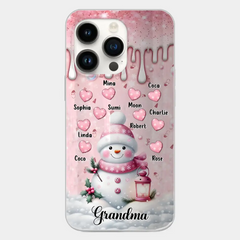 Personalisierte Schneemann-Oma-Handyhülle – Weihnachtsgeschenkidee für Oma – bis zu 10 Kinder – Hülle für iPhone/Samsung/GooglePixel – Oma